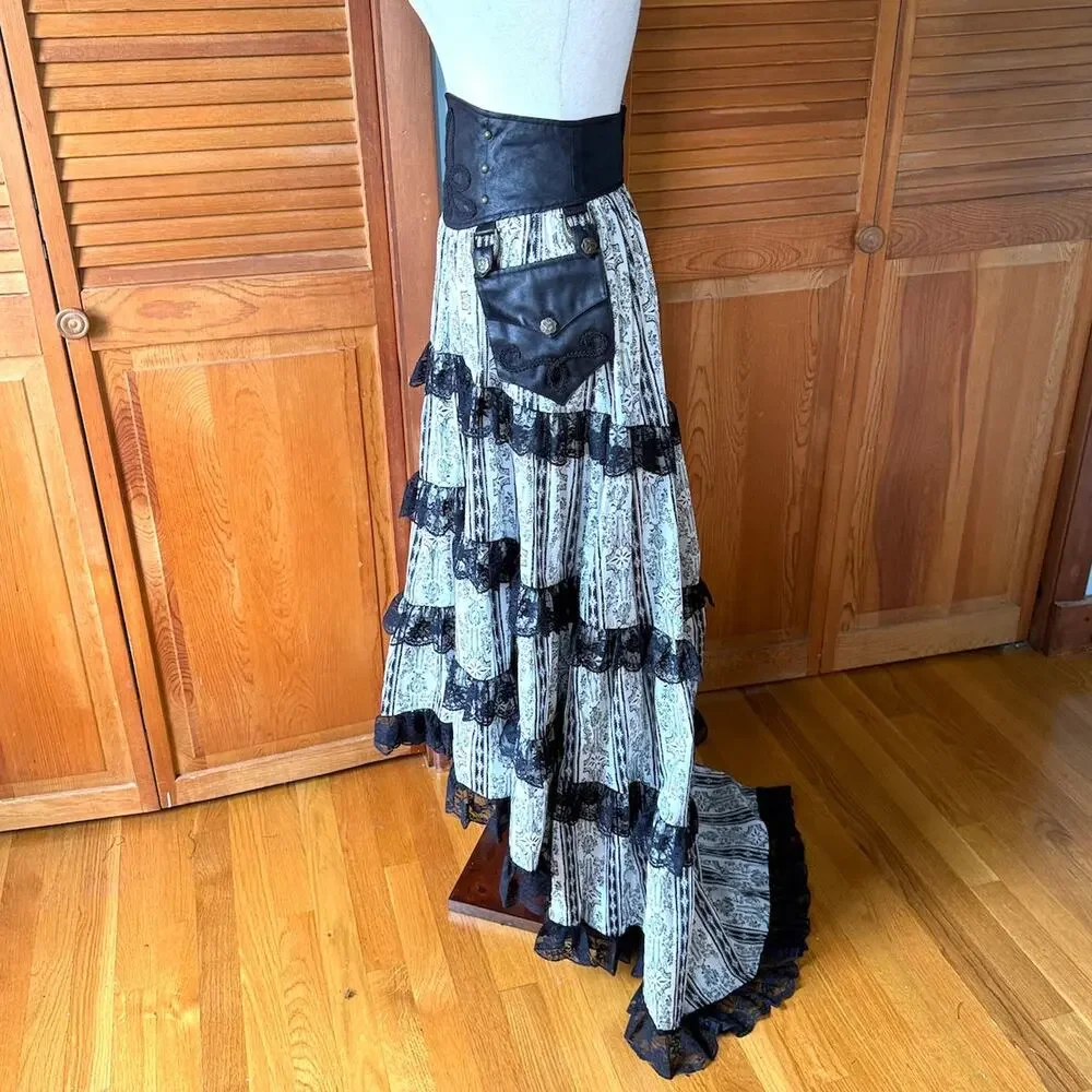 Vintage Lip Service Winchester Emporium Steampunk Victorian High Waist Skirt - Picture 7 of 13